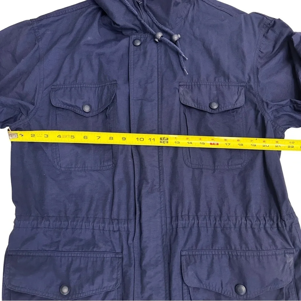 Vintage J Crew Oarsman Blue Hooded Field Utility Jacket Zip Up SZ Small Classic